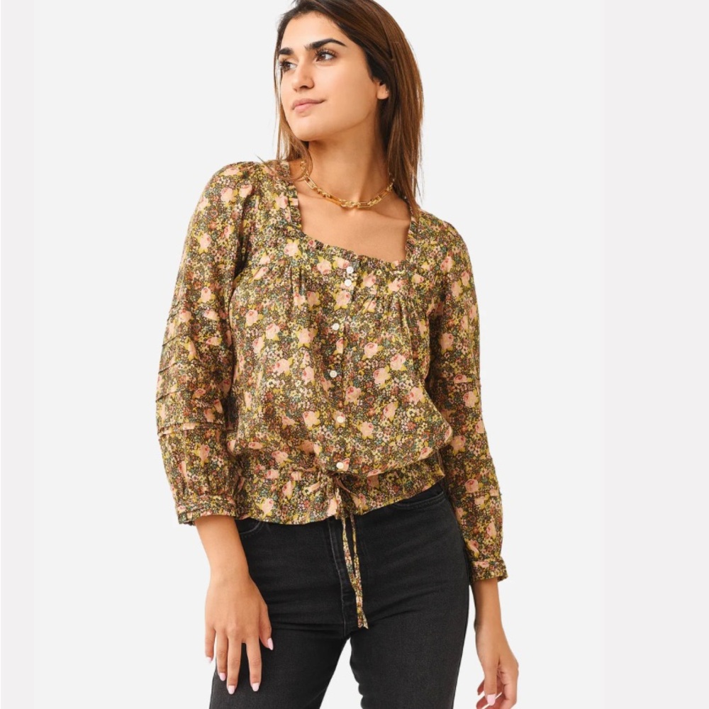 Trovata Birds of Paradis Multicolor Floral Blouse